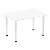 Impulse 1200mm Straight Table White Top Chrome Post Leg I003584 DD
